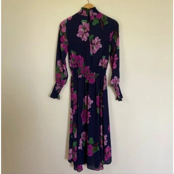 Nanette Lepore Floral Smocked Neck Midi Dress 2 - Picture 5 of 9